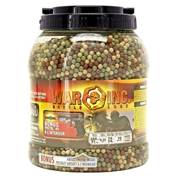 War Airsoft BB 1 War 14,000 - pc INC .12g Premium 6mm Airsoft BB's w/Bonus Pistol