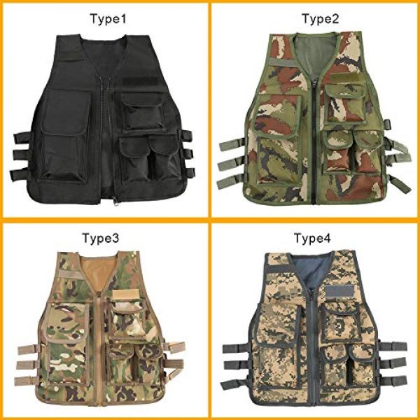 Duevin Airsoft Tactical Vest 3 Duevin Children Tactical Vest, Body Armor Camouflage Combat Training Protective for CS Field Game Molle Outdoor Sports (8-14 Age Kids)