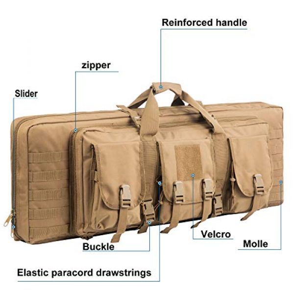 Fox Tactical Airsoft Gun Case 4 Fox Tactical 38 42 Inch Double Long Rifle Gun Case Bag Outdoor Tactical Carbine Cases Water Dust Resistant Fireproof for Hunting Shooting (Tan, 42in)