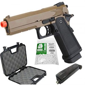 BULLDOG AIRSOFT Airsoft Pistol 1 Airsoft HI-CAPA 4.3 Desert Green Gas Pistol with Free Speed Loader BBS and Gun Case [Airsoft Blowback]