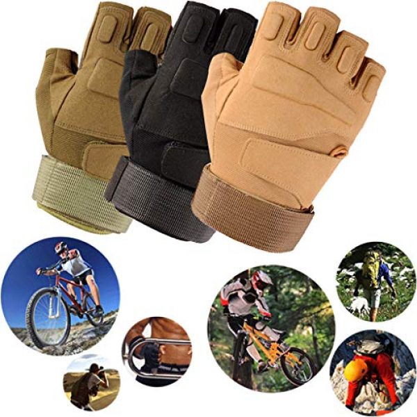MOORTOR 3 Tactical Gloves Half Finger Airsoft Hunting Gloves Workout Gloves for Men Motorcycle Cycling Gloves Sports Reusable Microfiber Fingerless Breathable Mesh Climbing Training Gloves