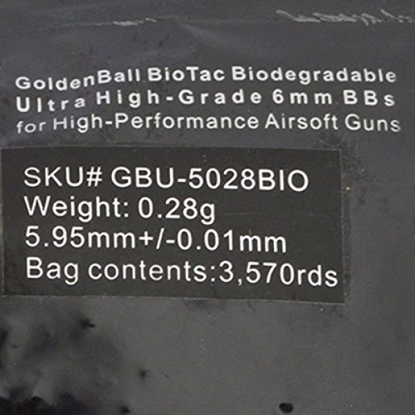 GoldenBall Airsoft BB 2 GoldenBall 0.28g Biodegradable Series Professional Sport Airsoft 6mm JDM Spec Japanese Domestic Market Grade Performance BBS - White - 3575rd Bag