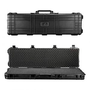 Lauraland Airsoft Gun Case 1 Lauraland Carrying Rifle Case, 44/48/53 Inch All Weather Water-Proof Safety Hard Gun Case with Foam with Wheels and Cuttable Foam