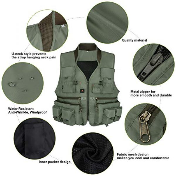 Anglerbasics Airsoft Tactical Vest 4 Anglerbasics Army Green Multifunction Airsoft Tactical Vest Quick Dry Multi Pockets Mesh Breathable Active Military wear Jacket- Fits for All Outdoor Sports