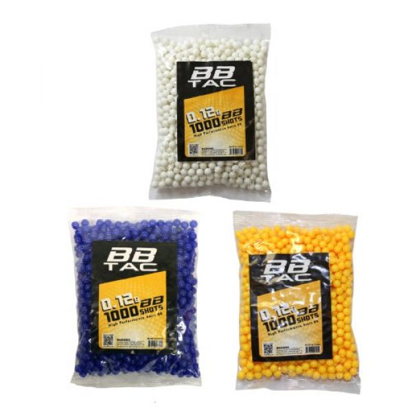 BBTac Airsoft BB 1 BBTac Airsoft BBs .12g Ammo 6mm (3,000 Round Bag, Multi Colors)