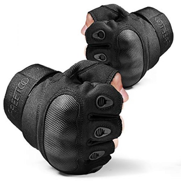 FREETOO 7 FREETOO Tactical Gloves for Men Military Airsoft Gloves for Climbing Hunting Hiking Cycling Shooting Rubber Outdoor Touchscreen Gloves (Black Fingerless)