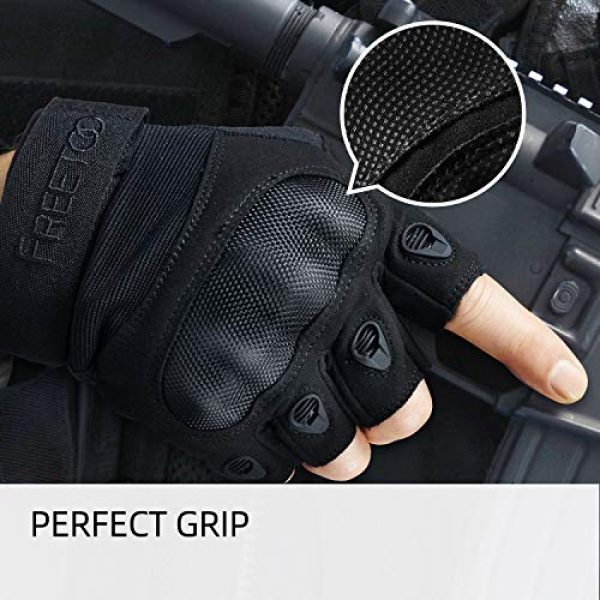 FREETOO 3 FREETOO Tactical Gloves for Men Military Airsoft Gloves for Climbing Hunting Hiking Cycling Shooting Rubber Outdoor Touchscreen Gloves (Black Fingerless)