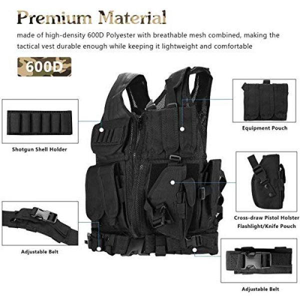 THSKSM Airsoft Tactical Vest 4 THSKSM Tactical Vest Airsoft Paintball Breathable Combat Training Vest for Outdoor Hunting, Fishing, CS War Game,Outdoor Equipment/Adjustable Sizes/Men/Women/600D Assault Gear