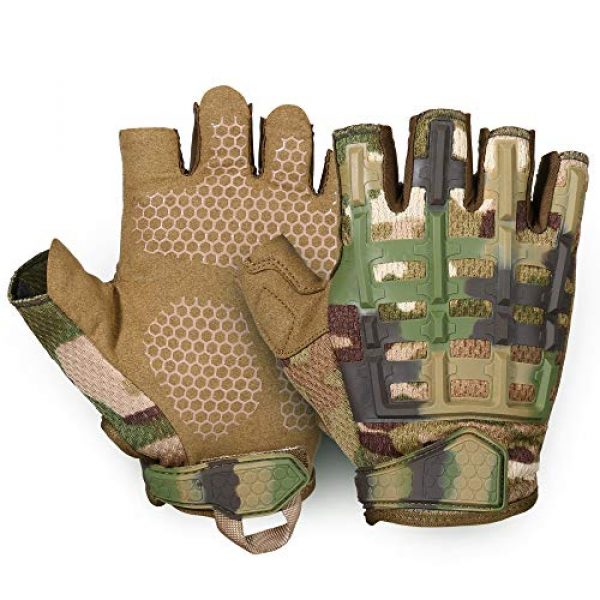 YOSUNPING 6 YOSUNPING Tactical Rubber Knuckle Fingerless Gloves Protection for Airsoft Paintball Riding Motorcycle Work