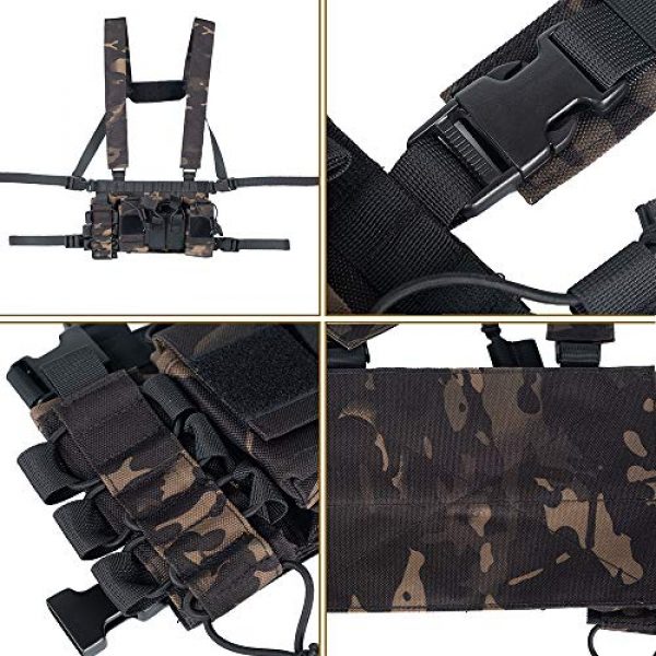 Trdio Airsoft Tactical Vest 3 Trido Chest Rig Tactical Airsoft,Molle Multicum Paintball Rigs Police Pistol Harness Holster Holder Bag Vest for Men Hunting Training