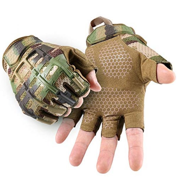 YOSUNPING 1 YOSUNPING Tactical Rubber Knuckle Fingerless Gloves Protection for Airsoft Paintball Riding Motorcycle Work
