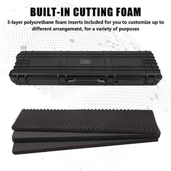 Lauraland Airsoft Gun Case 2 Lauraland Carrying Rifle Case, 44/48/53 Inch All Weather Water-Proof Safety Hard Gun Case with Foam with Wheels and Cuttable Foam