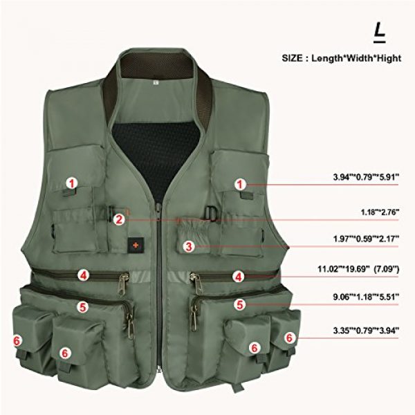 Anglerbasics Airsoft Tactical Vest 6 Anglerbasics Army Green Multifunction Airsoft Tactical Vest Quick Dry Multi Pockets Mesh Breathable Active Military wear Jacket- Fits for All Outdoor Sports