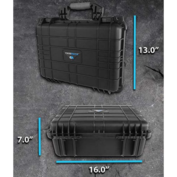 CASEMATIX Airsoft Gun Case 7 CASEMATIX 16" 4 Pistol Multiple Pistol Case - Waterproof & Shockproof Hard Gun Cases for Pistols, Magazines and Accessories - Multi Gun Case for Pistols with Two Layers of 2" Thick Customizable Foam