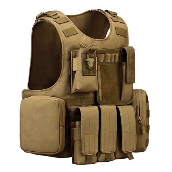 ArcEnCiel Airsoft Tactical Vest 2 ArcEnCiel Tactical Molle Vest, Coyote Brown