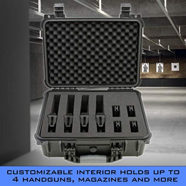 CASEMATIX Airsoft Gun Case 3 CASEMATIX 16" 4 Pistol Multiple Pistol Case - Waterproof & Shockproof Hard Gun Cases for Pistols, Magazines and Accessories - Multi Gun Case for Pistols with Two Layers of 2" Thick Customizable Foam