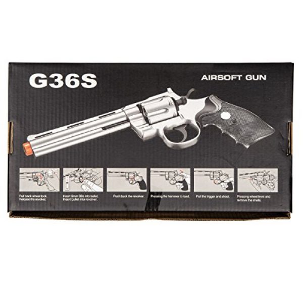 UKARMS Airsoft Pistol 6 UKARMS Spring Airsoft Gun - 6 Shot 357 Magnum Revolver w/Shells + 6mm BBS (Silver)