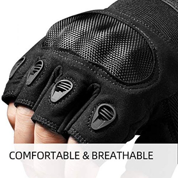 FREETOO 4 FREETOO Tactical Gloves for Men Military Airsoft Gloves for Climbing Hunting Hiking Cycling Shooting Rubber Outdoor Touchscreen Gloves (Black Fingerless)