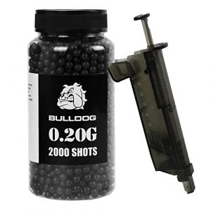 BULLDOG AIRSOFT Airsoft BB 1 Bulldog 0.20g 2000 Airsoft BB Pellets Black with Speed Loader