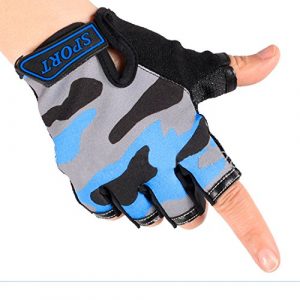 BXT 1 Children Cycling Fingerless Gloves Breathable Half Finger Non-Slip Shock-Absorbing Kids Bike Riding Gloves Outdoor Sports Gloves for Fishing Bicycle Roller Skating Hunting Climbing for Girls Boys