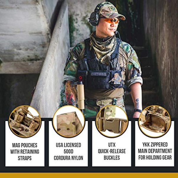 OneTigris Airsoft Tactical Vest 4 OneTigris Tactical Chest Rig with 5.56/7.62 Rifle Mag Pouches Pistol Mag Pouches and X Harness for Airsoft Shooting Wargame Paintball