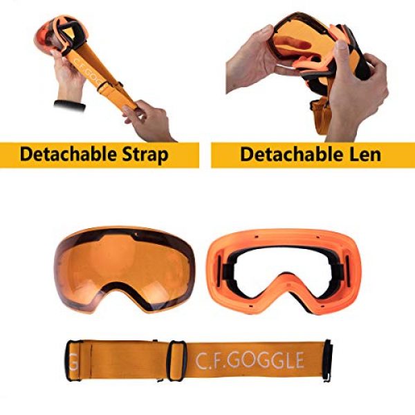 DODOING  7 DODOING Ski Goggles, Winter Snow Sports Snowboard Goggles Over Glasses with Anti-Fog UV400 Protection Interchangeable Lens for Men Women & Youth Snowmobile Skiing Skating Eyewear