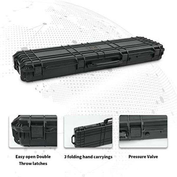 Lauraland Airsoft Gun Case 4 Lauraland Carrying Rifle Case, 44/48/53 Inch All Weather Water-Proof Safety Hard Gun Case with Foam with Wheels and Cuttable Foam