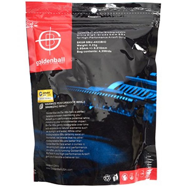 GoldenBall Airsoft BB 1 0.23g GoldenBall Biodegradable Seamless Airsoft BBs - 4350rd BAG