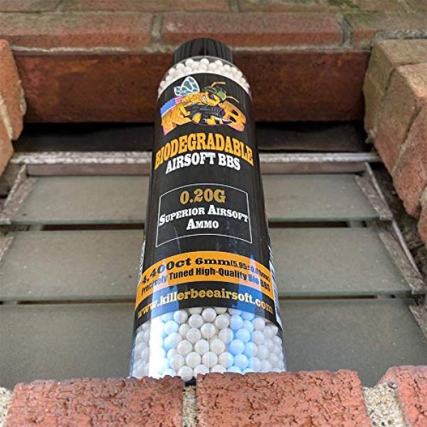 Killer Bee Airsoft Airsoft BB 3 Biodegradable Airsoft BBS 0.20g 6mm BBS 4,400 Ct Bottle. Perfect 6mm Bio BBS for Airsoft. Superior 6mm bio BBS for Airsoft Guns. Best for Entry-Level AEG, HPA, Spring, and GBB