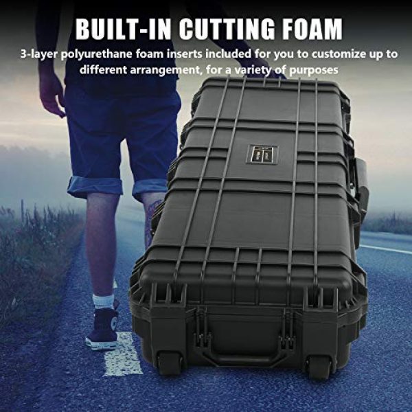 Lauraland Airsoft Gun Case 6 Lauraland Carrying Rifle Case, 44/48/53 Inch All Weather Water-Proof Safety Hard Gun Case with Foam with Wheels and Cuttable Foam
