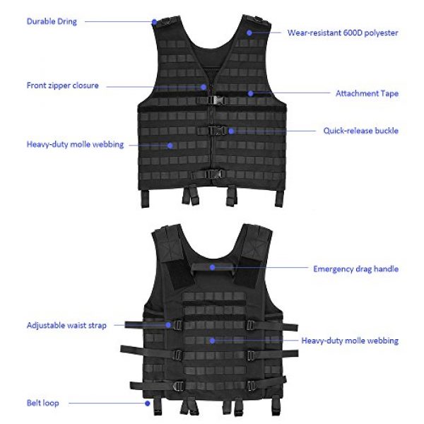Lixada Airsoft Tactical Vest 4 Lixada Tactical Vest Military Airsoft Vest Adjustable Breathable Combat Training Vest for Outdoor Hunting, Fishing, Army Fans, CS War Game, Survival Game, Combat Training