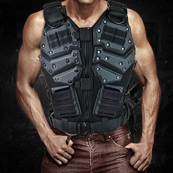 iactionunion Airsoft Tactical Vest 7 Upgrade Tactical Vest for Men with 2pcs 5.56 Fast Mag Pouch Adjustable Airsoft Paintball Vest Combat Vest Tactical Molle Vest CS Shooting Wargame Outdoor Training