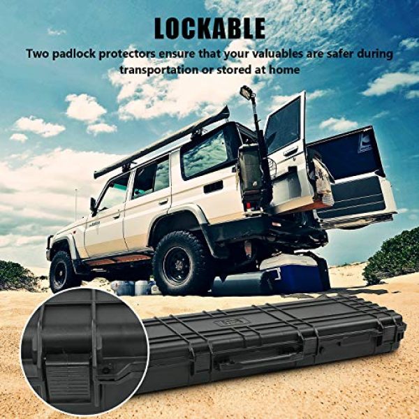 Lauraland Airsoft Gun Case 5 Lauraland Carrying Rifle Case, 44/48/53 Inch All Weather Water-Proof Safety Hard Gun Case with Foam with Wheels and Cuttable Foam
