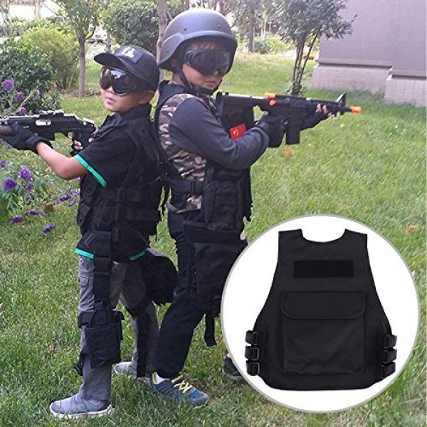 Vbestlife Airsoft Tactical Vest 7 Children Tactical Vest Black Children Kids Security Guard Waistcoat Cs Field Combat Training Military Army Tactical Vest Oxford Boys Costumes Games Protective Jacket Vest