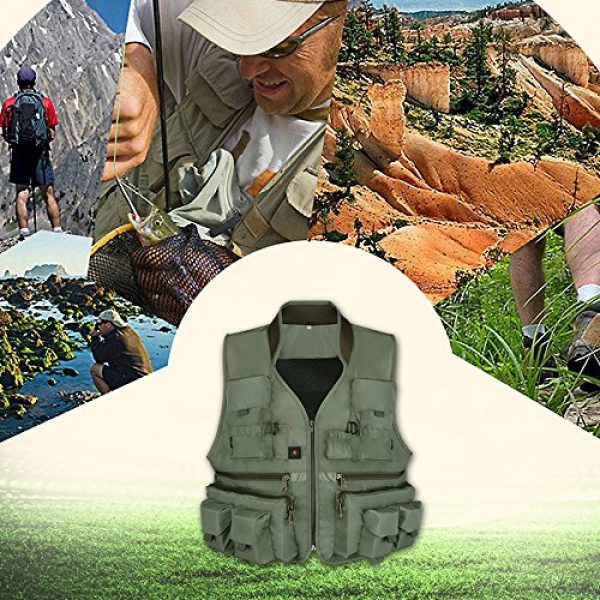 Anglerbasics Airsoft Tactical Vest 7 Anglerbasics Army Green Multifunction Airsoft Tactical Vest Quick Dry Multi Pockets Mesh Breathable Active Military wear Jacket- Fits for All Outdoor Sports