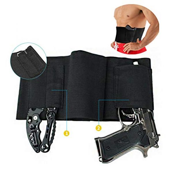 YASHALY 1 YASHALY Belly Band Gun Holster, Hidden Tactical Concealed Carry Pistol Gun Pouch for Men and Women