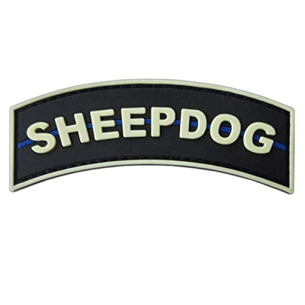 LEGEEON Airsoft Patch 2 LEGEEON Glow Dark Sheepdog Tab Thin Blue Line Law Enforcement PVC Rubber Hook&Loop Patch