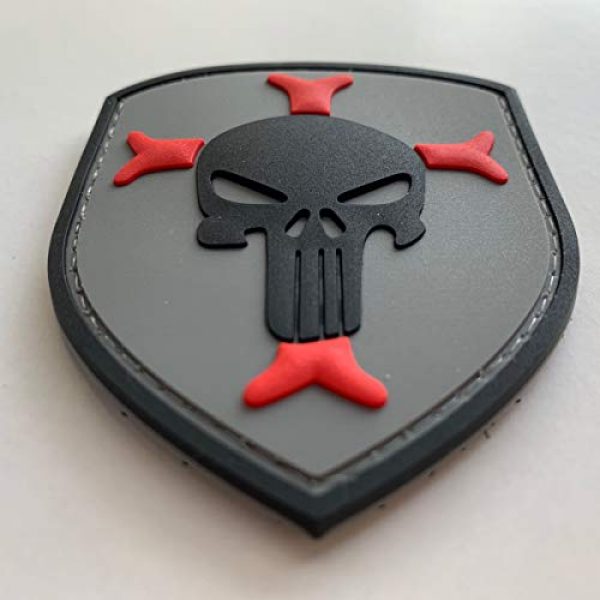 uuKen Airsoft Patch 2 Knights Templar Cross Crusaders Shield with Punisher Military Tactical Morale Patch for Military Tactical Airsoft Gear (Grey)
