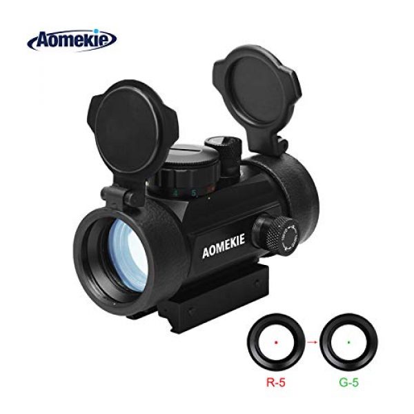 AOMEKIE Red Dot Reflex Per Airsoft – 4 Reticoli E 5 Luminosità Per Guida 20/22mm