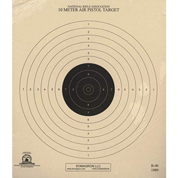 DOMAGRON 1 DOMAGRON 10 Meter (33 Ft.) Air Pistol Single Bullseye Official NRA Target - B-40/1 (50-Pack)