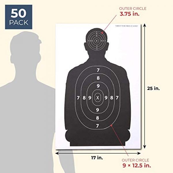 Juvale 2 Juvale Shooting Range Paper Silhouette Targets for Firearms (17 x 25 in, 50 Sheets)