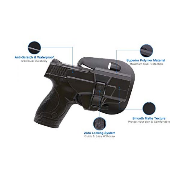 TYWPUID  3 TYWPUID S&W M&P Shield 9mm/.40 Holster, OWB Belt Holster Fits Smith & Wesson MP Shield 9MM/.40 3.1'' Barrel, Tactical 60 ° Adjustable Outside Waistband Paddle Holster with Fast Draw-Right Handed