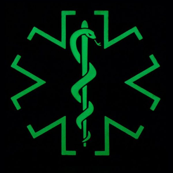 LEGEEON Airsoft Morale Patch 3 LEGEEON Glow Dark EMS EMT Medic Paramedic Star of Life Morale Tactical PVC 3D Hook-and-Loop Patch