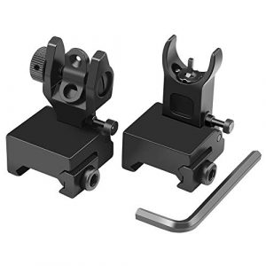 Feyachi Gold 1 Feyachi Flip Up Iron Sight Front Rear Sight Compatible for Picatinny Rail and Weaver Rail of Rifle, Foldable Sights