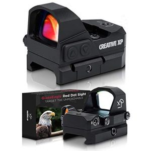 CREATIVE XP  1 CREATIVE XP HD Red Dot Sight 3 MOA Tactical Reflex Sight for Day & Night Time Easy to Zero on a Glock or Rifle - Glock Mount Plate, Lifetime Battery Replacement - GlassEagle