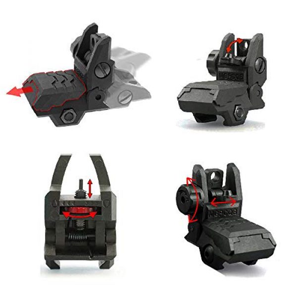 ZLIXING 4 ZLIXING Foldable Front and Rear Sights Low Profile Flip up Sights Tactical Pop up Backup Sights for Picatinny Rail