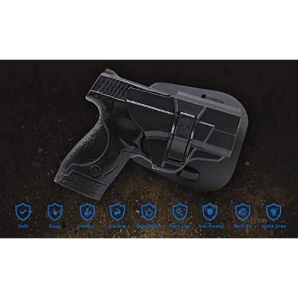 TYWPUID  4 TYWPUID S&W M&P Shield 9mm/.40 Holster, OWB Belt Holster Fits Smith & Wesson MP Shield 9MM/.40 3.1'' Barrel, Tactical 60 ° Adjustable Outside Waistband Paddle Holster with Fast Draw-Right Handed