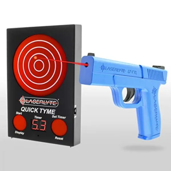 LaserLyte  2 LaserLyte trainer target Quick Tyme with 62 LEDs that light up Laser Trainer Pistol Full Size GLOCK 19 familiar size weight and feel RESETTING TRIGGER training with this system will make you better