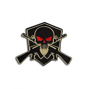 BASTION Airsoft Morale Patch 1 BASTION Morale Patches (Skull Shield, Tan) | 3D Embroidered Patches with Hook & Loop Fastener Backing | Well-Made Clean Stitching | Military Patches Ideal for Tactical Bag, Hats & Vest