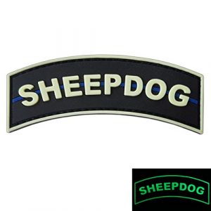 LEGEEON Airsoft Patch 1 LEGEEON Glow Dark Sheepdog Tab Thin Blue Line Law Enforcement PVC Rubber Hook&Loop Patch